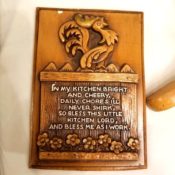 1960s Kitchen Plaque Rooster Poem - Picture 3 of 4